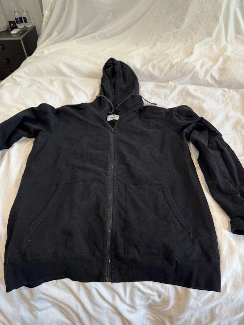 Reigning Champ Black Full-Zip Hooded Jacket Thick Material & Black Out Zipper